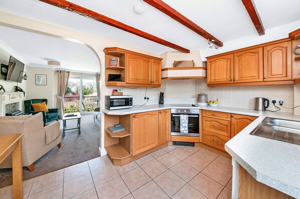 Fridge, microwave, oven, electric kettle