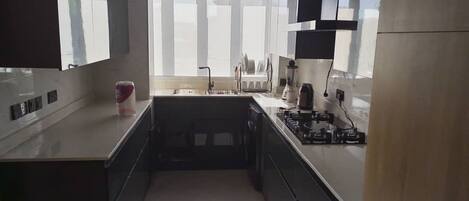 Microwave, oven, stovetop, electric kettle