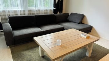 Una Smart TV, un reproductor de DVD, una mesa de tenis de mesa, libros