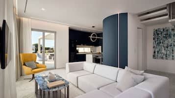 Blue Villa | Living room | 48-inch Smart TV with satellite channels, TV