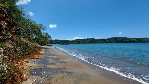 A beach with clear blue water, a sandy shore, and a forested hill in the background. - House - Sleeps 6 - Patio - Parking (Port Morant)