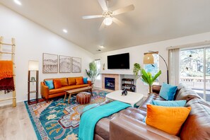 TV, fireplace, video games, DVD player