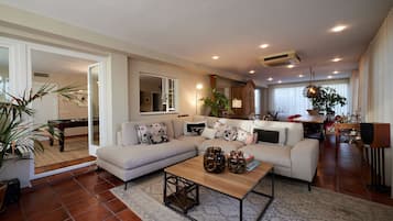 Smart TV, fireplace, ping pong, books