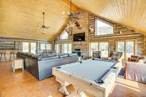 TV, fireplace, DVD player, video library