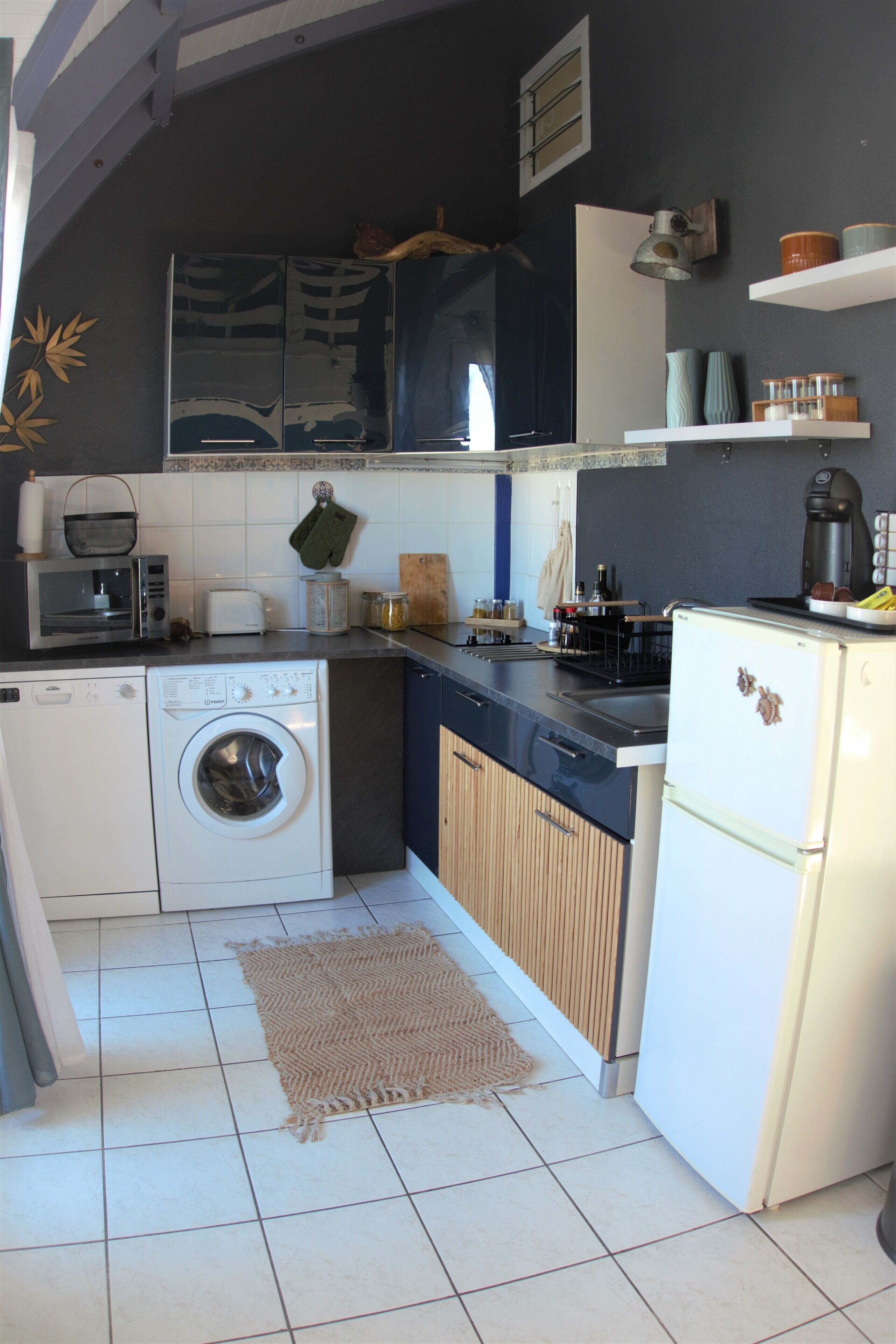 Kühlschrank, Mikrowelle, Herdplatte, Geschirrspüler