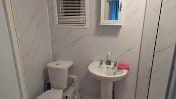 Een haardroger, zeep, toiletpapier