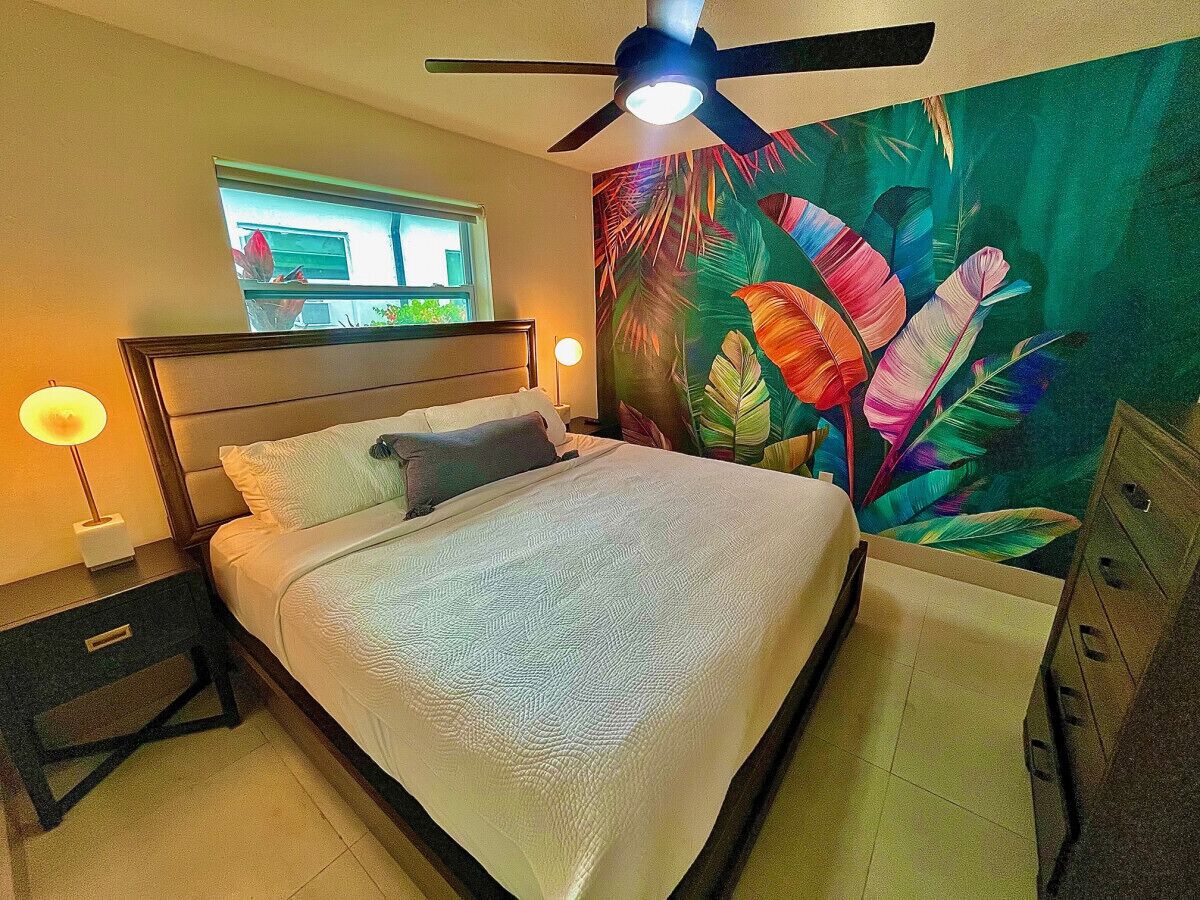1 bedroom, desk, iron/ironing board, travel cot