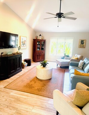 Smart TV, DVD player, books