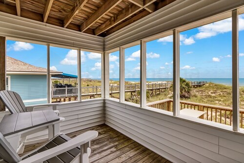 New Listing! Stunning Oceanfront 4-bedroom 3 bath house nestled on the quiet end of the island.