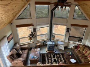 Smart TV, fireplace, video games, DVD player