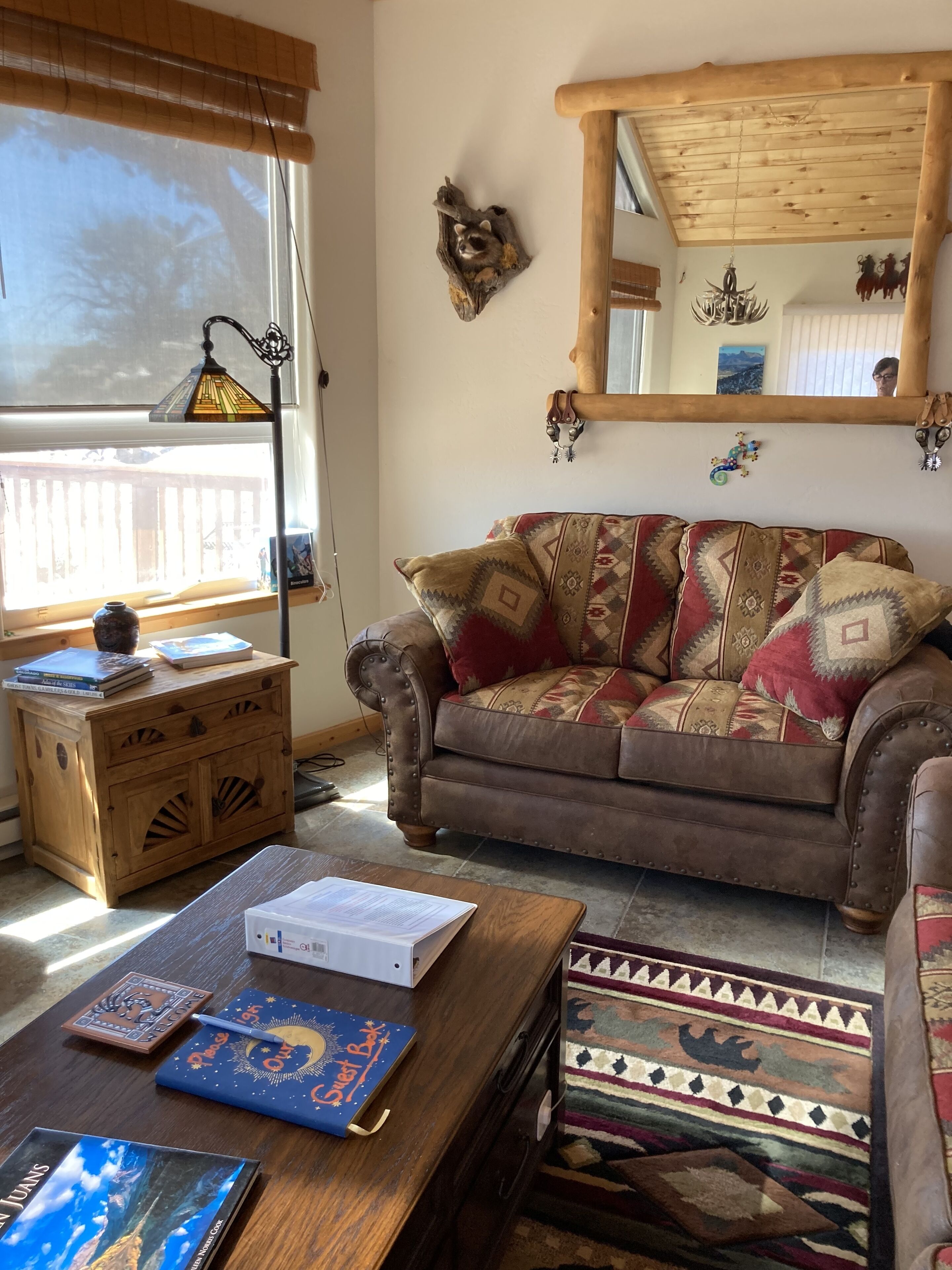 Smart TV, fireplace, video games, DVD player