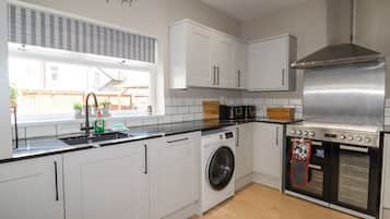 Fridge, dishwasher, electric kettle, toaster