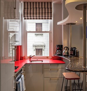 Leilighet – deluxe | Eget kjøkken | Kjøleskap, mikrobølgeovn, ovn og kokeplater