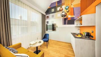 Monolocale (Level-Up) | 1 camera, biancheria da letto ipoallergenica, una cassaforte in camera