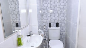 A bathroom with a white sink, a toilet, and a mirror.