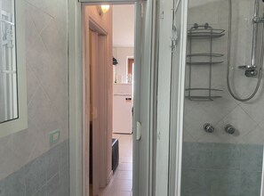 Shower, hair dryer, bidet, toilet paper