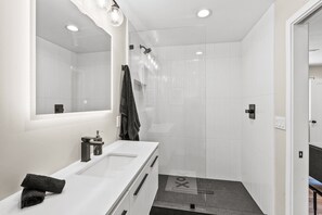 Bathtub, hair dryer, towels