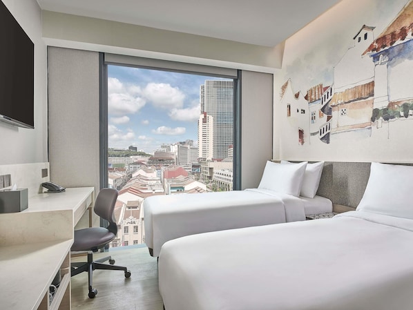 Quarto clássico, 2 camas de solteiro | Frigobar, escrivaninha, quartos à prova de som, Wi-Fi de cortesia
