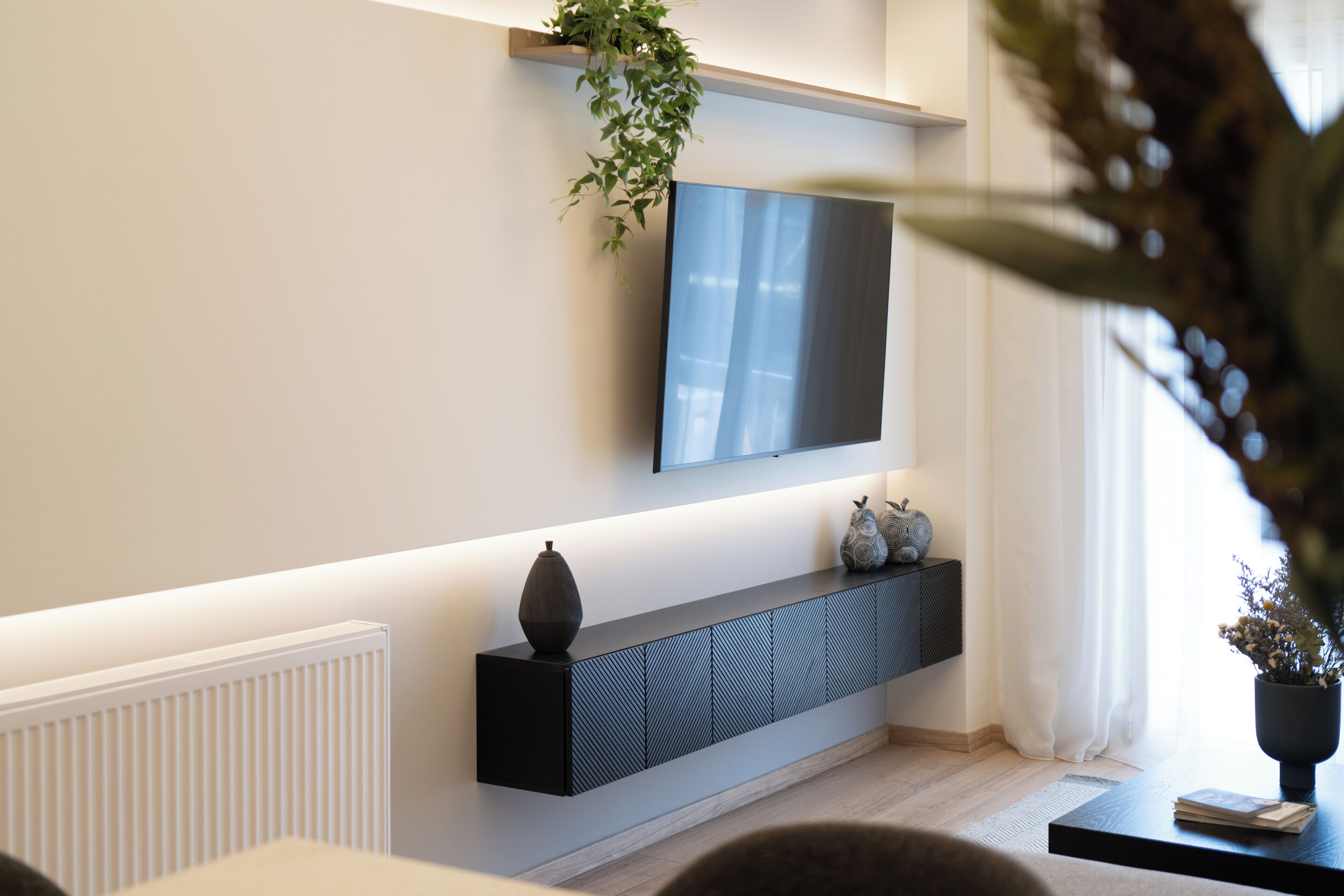 Apartamento urbano | Área de estar | Smart TV 55 polegadas com canais a cabo