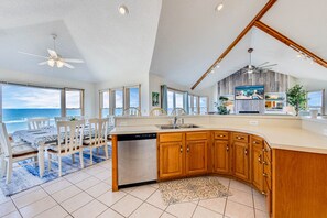 Fridge, microwave, oven, stovetop - Premier Oceanfront Dog Friendly w/ Pool, Hot Tub, Elevator, Game & Media Rooms (Avon)