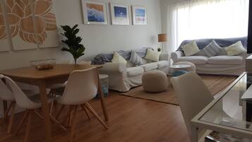 Smart TV, DVD player, books, video library