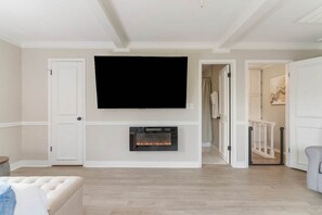 TV, fireplace