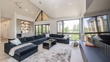 Smart TV, fireplace, video games