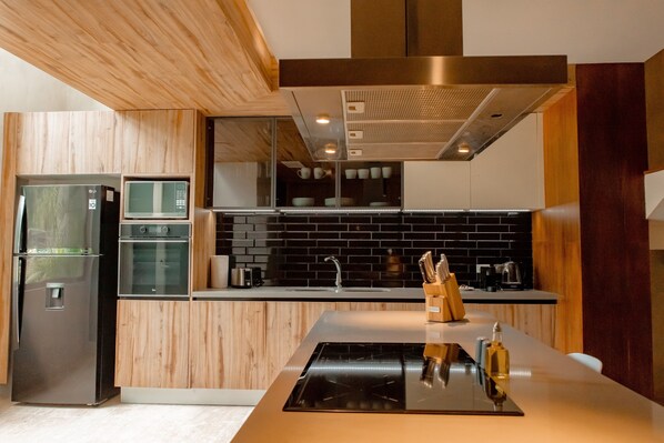 Condo | Private kitchen | Full-size fridge, microwave, oven, stovetop - Lumina at Amaya Tulum (Tulum)