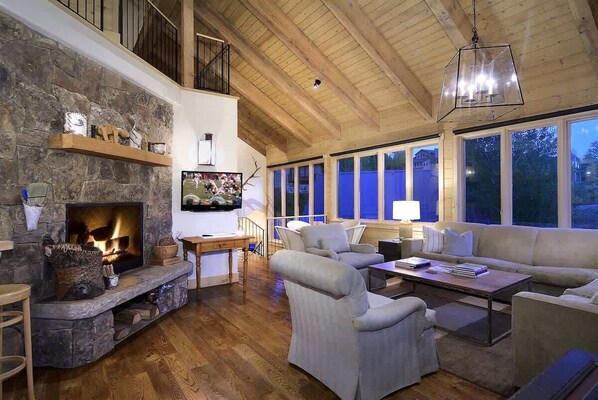 TV, fireplace, offices