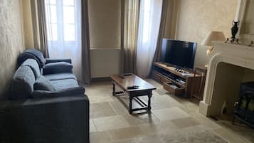 TV connectée, cheminée, jeux vidéo, lecteur de DVD