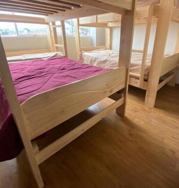 Dormitorio compartido clásico, varias camas, baño compartido, vista a la ciudad | Ropa de cama de alta calidad y edredón