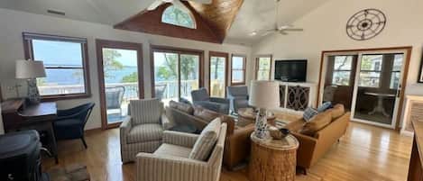 Smart TV, fireplace, table tennis, books