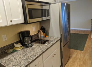 Fridge, microwave, stovetop, toaster