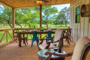 Outdoor dining - 3 Acres of Luxury and Views in Fred Wine Country! (Fredericksburg)