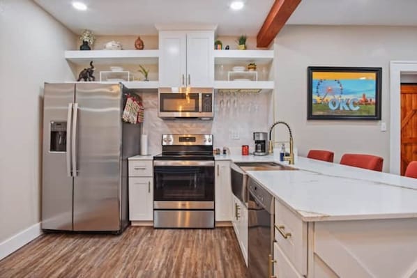 Microwave, oven, stovetop, dishwasher