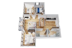 Floor plan - Smart Resorts - House Brilliant - Apartment 601 with 3 bedrooms and balcony (Winterberg)