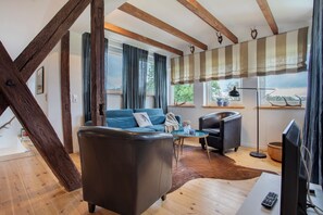 Una televisión, una chimenea