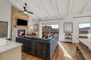 Smart TV, chimenea, videojuegos, libros