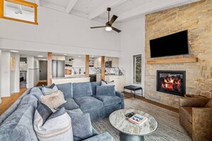 Smart TV, fireplace, video games, books