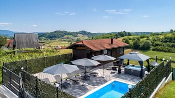 Family House, 3 Bedrooms, 2 Bathrooms, Mountainside (Pool Estate AquaHaven with Sauna &) | Pool | Seasonal outdoor pool