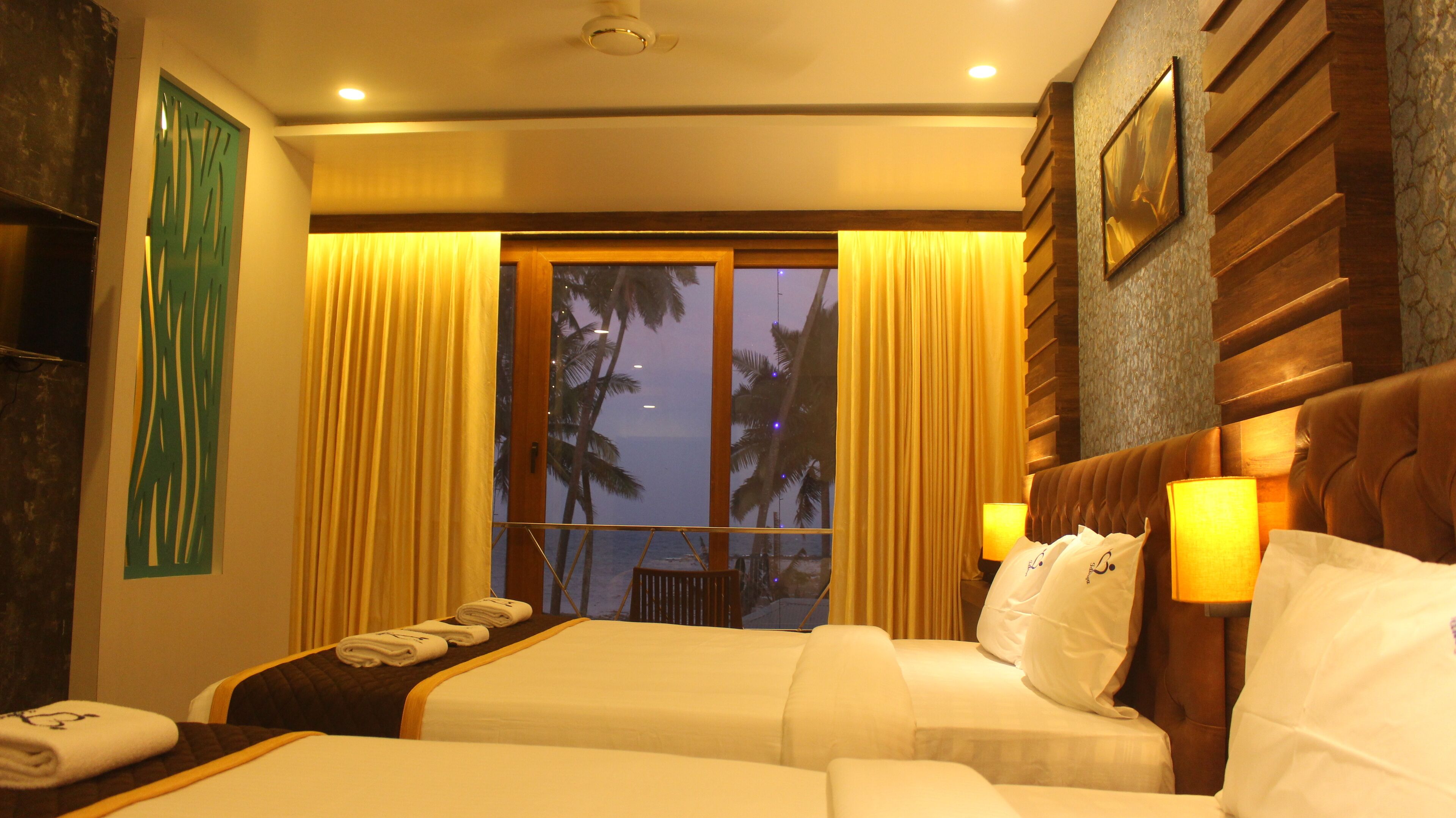 غرفة عائلية - غرفة نوم واحدة - بمنظر للبحر | 1 غرفة نوم وأسرّة بإسفنج يتكيف مع شكل الجسم وبديكورات فريدة لكل غرفة