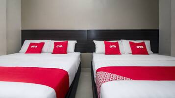 Desk, laptop workspace, free WiFi, bed sheets