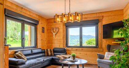 Chalet "Le Brusyna" avec vue sur montagne, bain à remous, terrasse privée et Wi-Fi