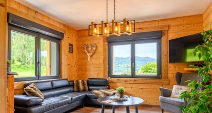 Chalet "Le Brusyna" avec vue sur montagne, bain à remous, terrasse privée et Wi-Fi