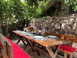 Outdoor dining - Five bedroom holiday house with beautiful Sea view (Neum)