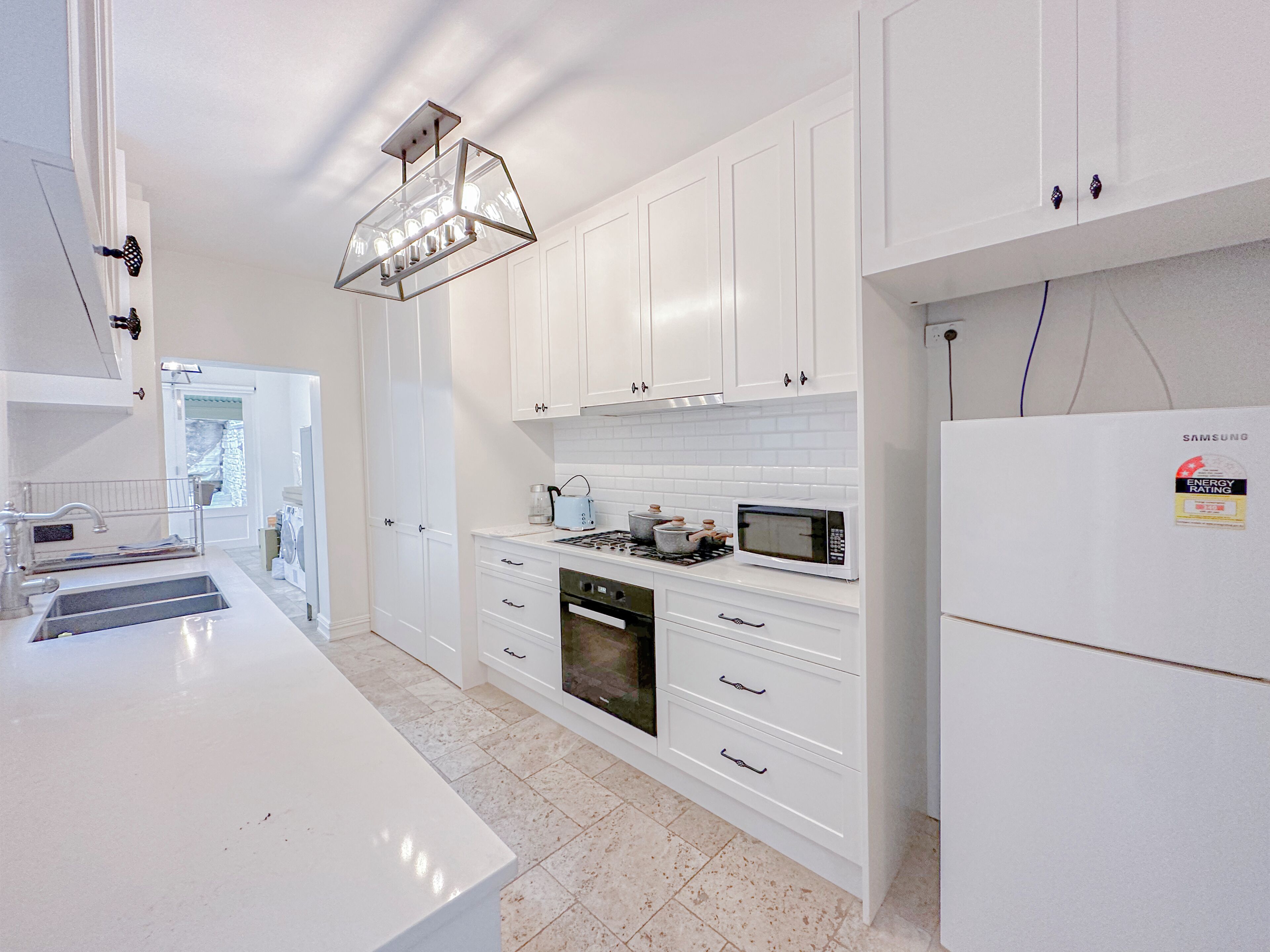 Fridge, microwave, electric kettle