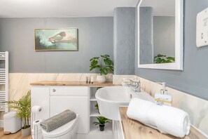 Hair dryer, towels