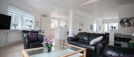 Apartamento standard | Sala de estar | TV de tela plana 30 polegadas com canais via satélite