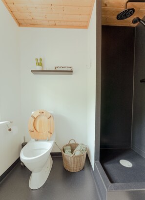 Casa | Banheiro | Chuveiro, secador de cabelo, toalhas de banho, sabonete