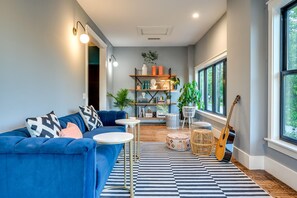 House, Multiple Beds, Kitchen (Adina - Suite 204) | Living area | 42-inch flat-screen TV with digital channels, fireplace - Private Suite in Historic Austin B&b: Sleeps 4! (Austin)